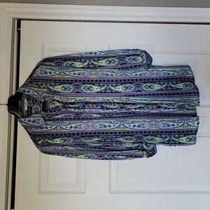 TanJay size 16 long sleeved silky tunic with paisley pattern
